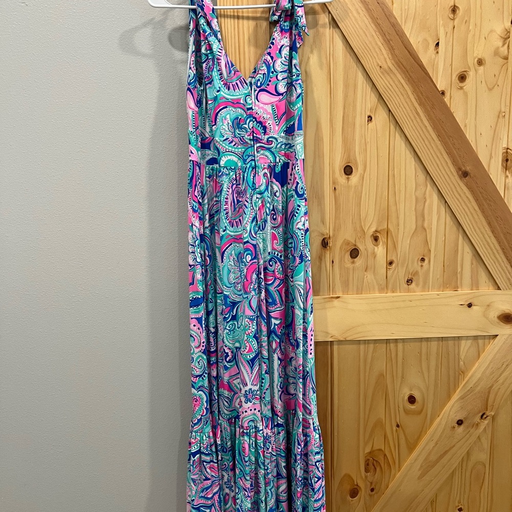 Lilly Pulitzer Pink and Blue Patterned maxi Dress
